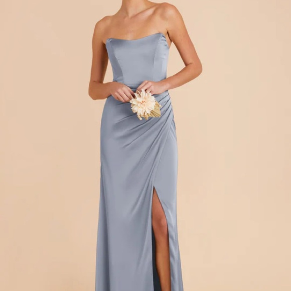 Anne Dress - Matte Satin Dusty Blue (M)